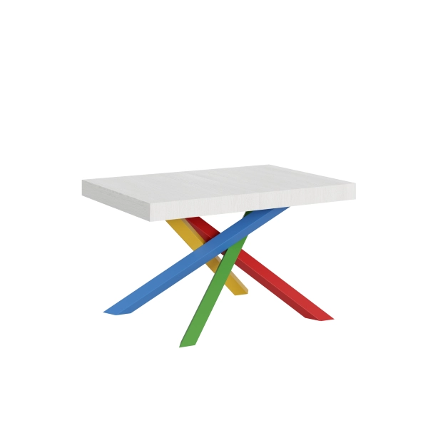 Mesa extensible 90x130/390 cm Volantis Fresno Blanco estructura multicolor 4/B