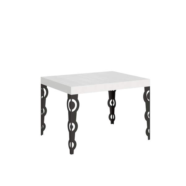 Mesa extensible 70x110/194 cm Karamay Fresno Blanco estructura Antracita
