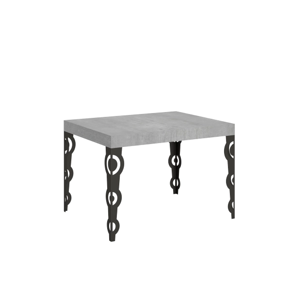 Mesa extensible 80x120/204 cm Karamay Cemento estructura Antracita
