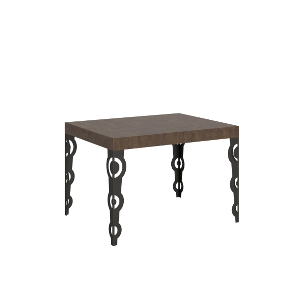 Mesa extensible 80x120/204 cm Karamay Nogal estructura Antracita