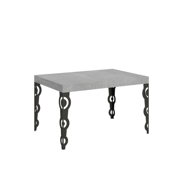 Mesa extensible 90x140/244 cm Karamay Cemento estructura Antracita