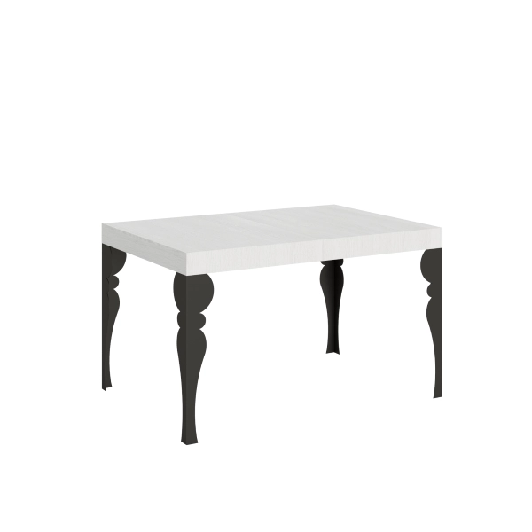 Mesa extensible 90x120/224 cm Paxon Fresno Blanco estructura Antracita