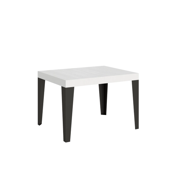 Mesa extensible 70x110/194 cm Flame Fresno Blanco estructura Antracita