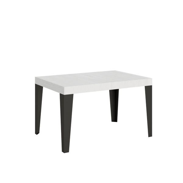 Mesa extensible 90x140/244 cm Flame Fresno Blanco estructura Antracita