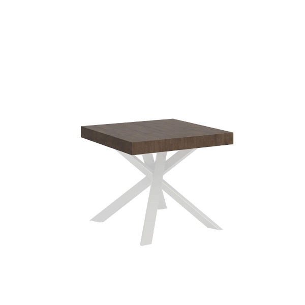 Mesa extensible 90x90/194 cm Clerk Tapa nogal - Patas blancas